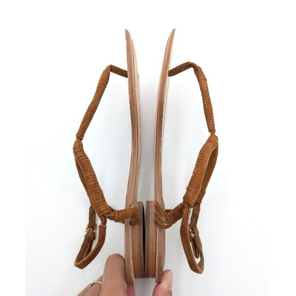 Veronica Beard Amelia Ankle Strap Thong Slingback Sandals Carmel Size US6.5M - Picture 7 of 12